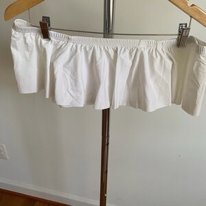 Tara Grinna White Ruffle Off-Shoulder Swimsuit Top